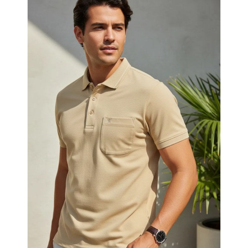 Playera Polo  Basica Manchester Manga Corta #mlpos_15 | Color: Camello #color_camello #sku_1431qcamch #sku_1431qcamg #sku_1431qcamm #sku_1431qcamxg