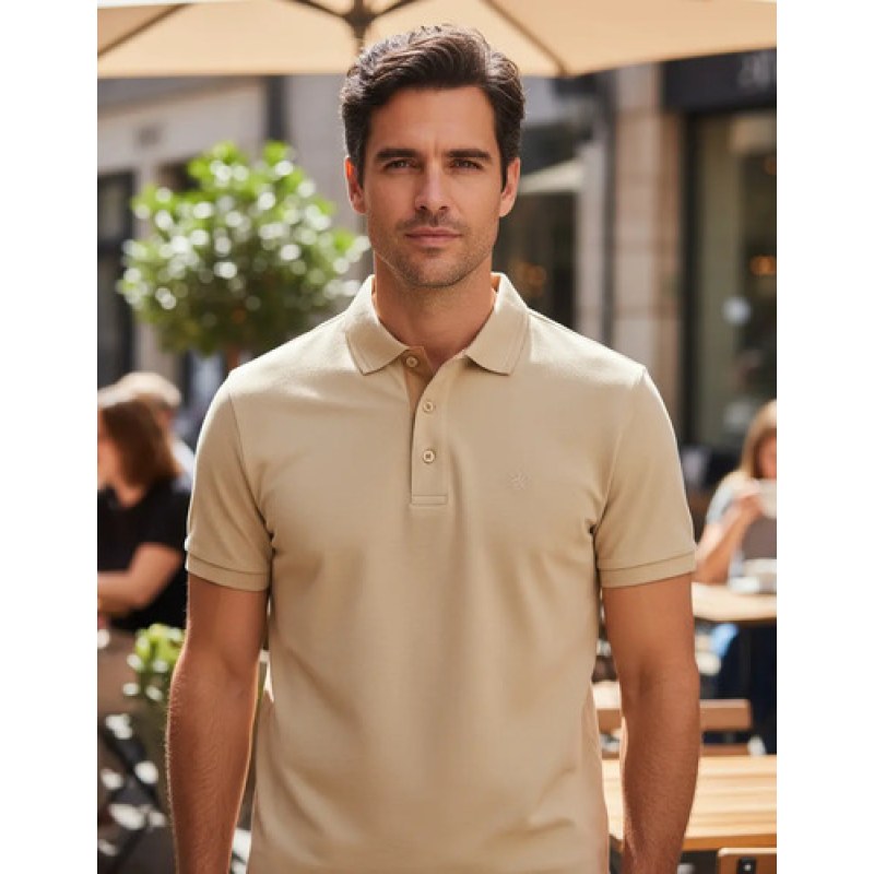 Playera Polo  Basica Manchester Manga Corta #mlpos_16 | Color: Camello #color_camello #sku_1431qcamch #sku_1431qcamg #sku_1431qcamm #sku_1431qcamxg