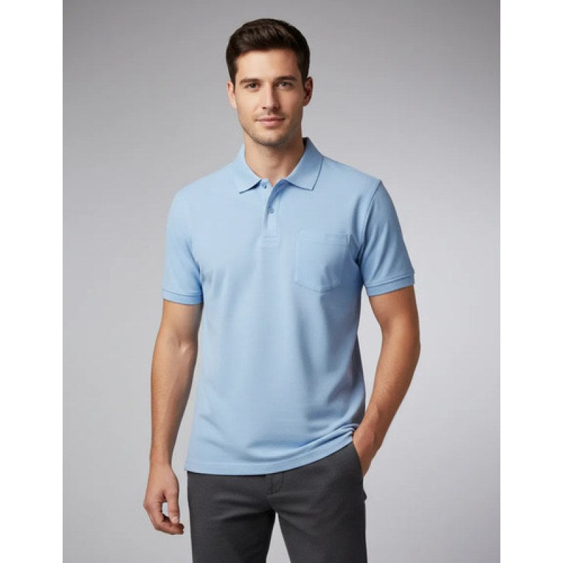 Playera Polo  Basica Manchester Manga Corta #mlpos_19 | Color: Cielo #color_cielo #sku_1437rciech #sku_1437rciem #sku_1437rciexg