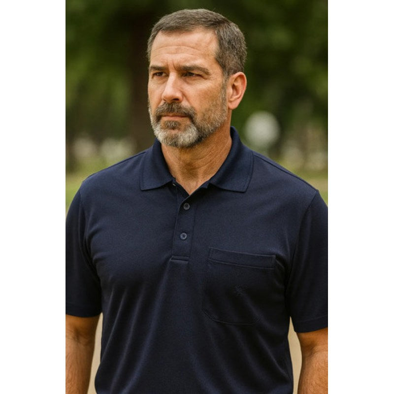 Playera Polo  Basica Manchester Manga Corta #mlpos_29 | Color: Marino #color_marino #sku_1431qmnch #sku_1431qmng #sku_1431qmnm #sku_1431qmnxl