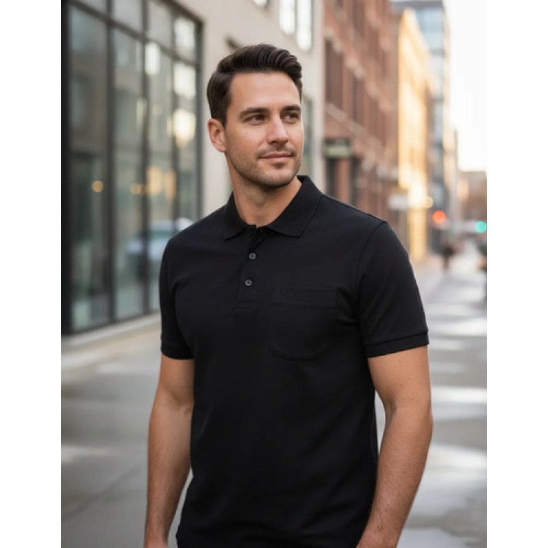 Playera Polo  Basica Manchester Manga Corta #mlpos_4 | Color: Negro #color_negro #sku_1431qngg #sku_1431qngm #sku_1431qngxl
