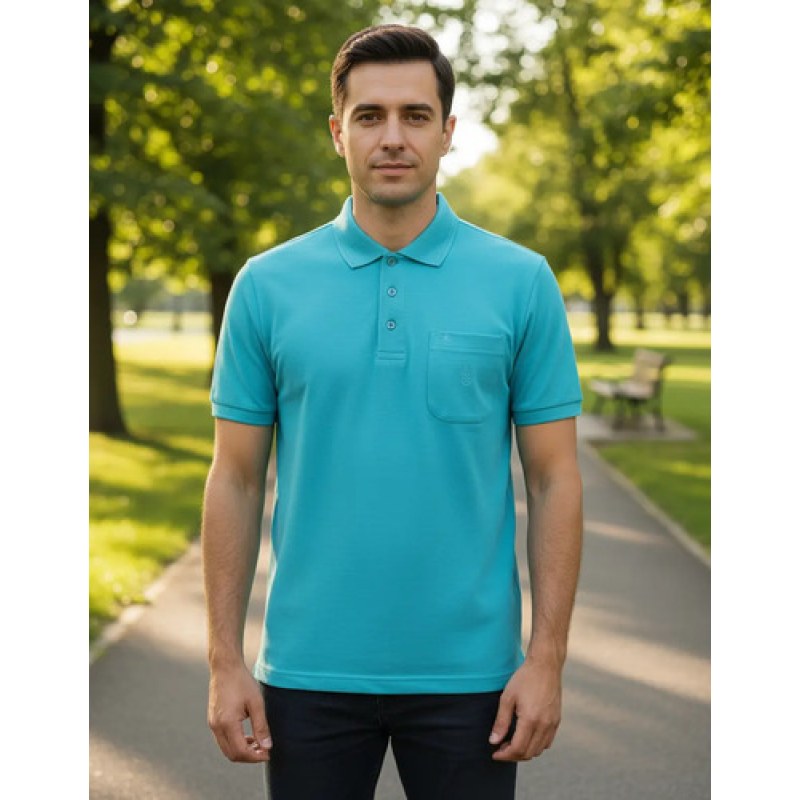 Playera Polo  Basica Manchester Manga Corta #mlpos_42 | Color: Turquesa #color_turquesa #sku_1439yturqch #sku_1439yturqg #sku_1439yturqm #sku_1439yturqxg