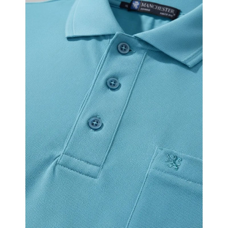 Playera Polo  Basica Manchester Manga Corta #mlpos_44 | Color: Turquesa #color_turquesa #sku_1439yturqch #sku_1439yturqg #sku_1439yturqm #sku_1439yturqxg