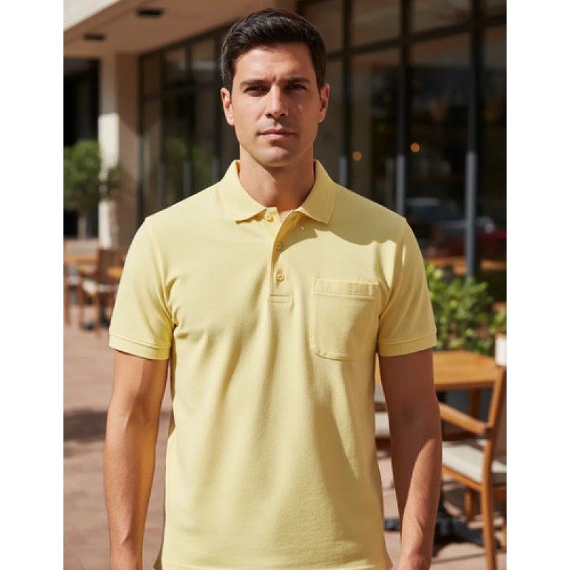 Playera Polo  Basica Manchester Manga Corta #mlpos_50 | Color: Paja #color_paja #sku_1439ypajag