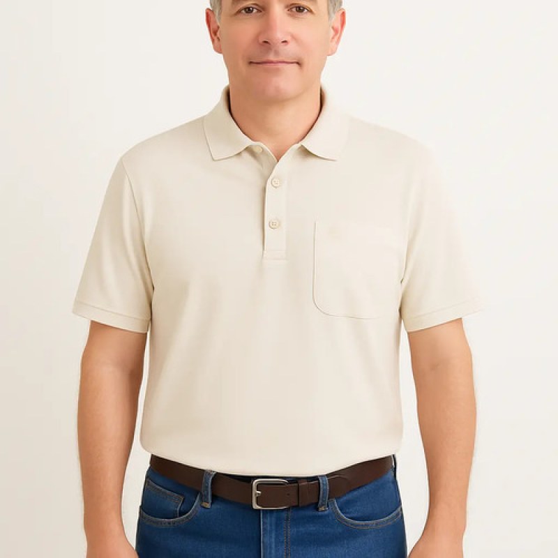 Playera Polo  Basica Manchester Manga Corta #mlpos_53 | Color: Beige #color_beige #sku_1431qbgch #sku_1431qbgm #sku_1431qbgxg
