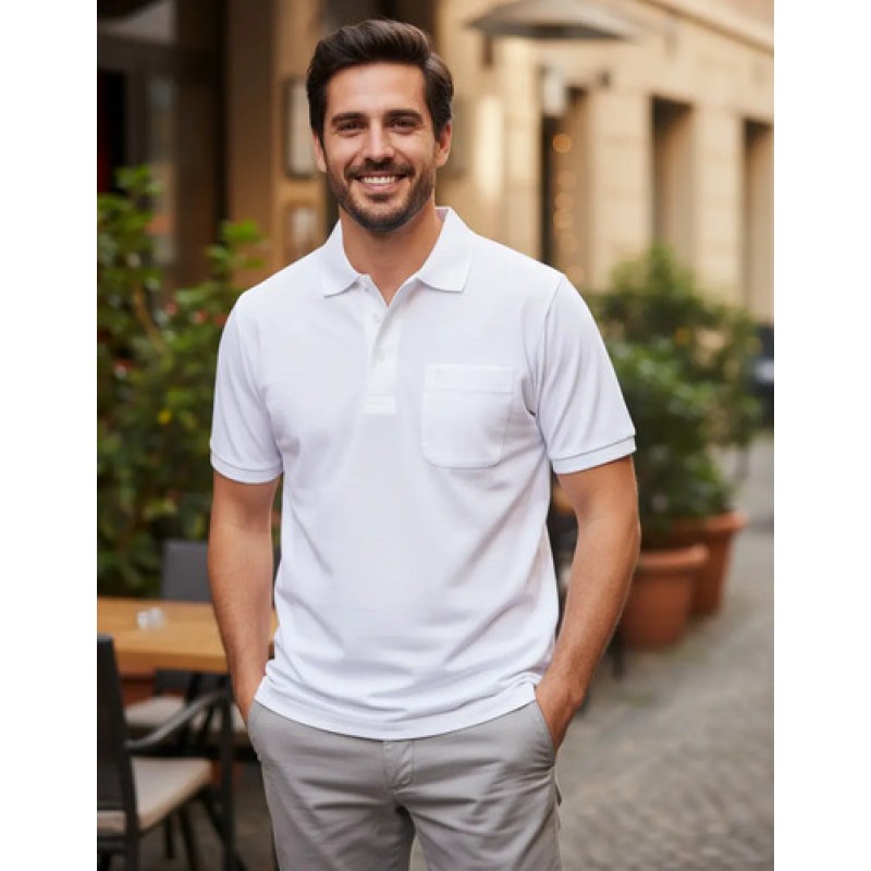 Playera Polo  Basica Manchester Manga Corta #mlpos_9 | Color: Blanco #color_blanco #sku_1431qbcch #sku_1431qbcg #sku_1431qbcm #sku_1431qbcxl