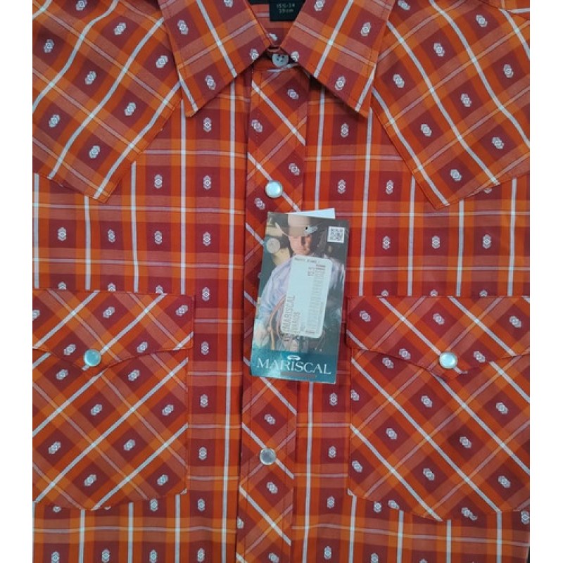 Camisa Mariscal Vaquera Basica Caballero Western Shirt #mlpos_11 | Color: Ladrillo #color_ladrillo #sku_marlad152