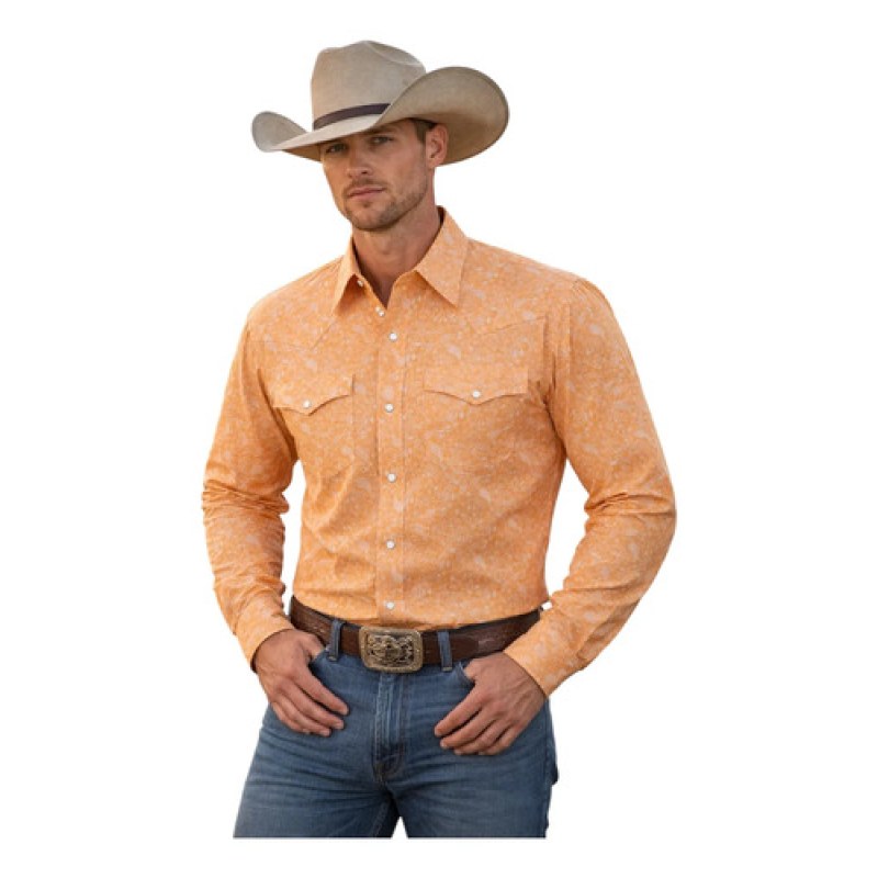 Camisa Mariscal Vaquera Basica Caballero Western Shirt #mlpos_17 | Color: Melon #color_melon #sku_marmel16