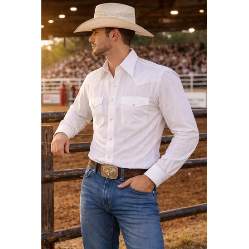 Camisa Mariscal Vaquera Basica Caballero Western Shirt #mlpos_31 | Color: Blanco #color_blanco #sku_marbca17