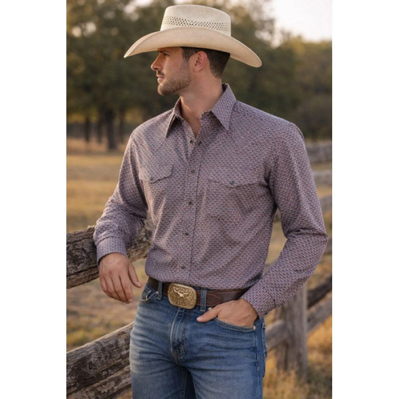 Camisa Mariscal Vaquera Basica Caballero Western Shirt #mlpos_38 | Color: Vino2 #color_vino2 #sku_marlila17