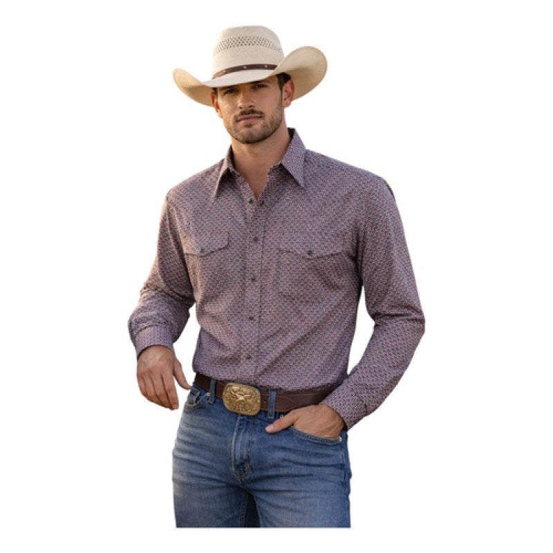 Camisa Mariscal Vaquera Basica Caballero Western Shirt #mlpos_39 | Color: Vino2 #color_vino2 #sku_marlila17