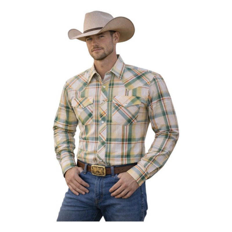 Camisa Mariscal Vaquera Basica Caballero Western Shirt #mlpos_5 | Color: Verde #color_verde #sku_marhvc162