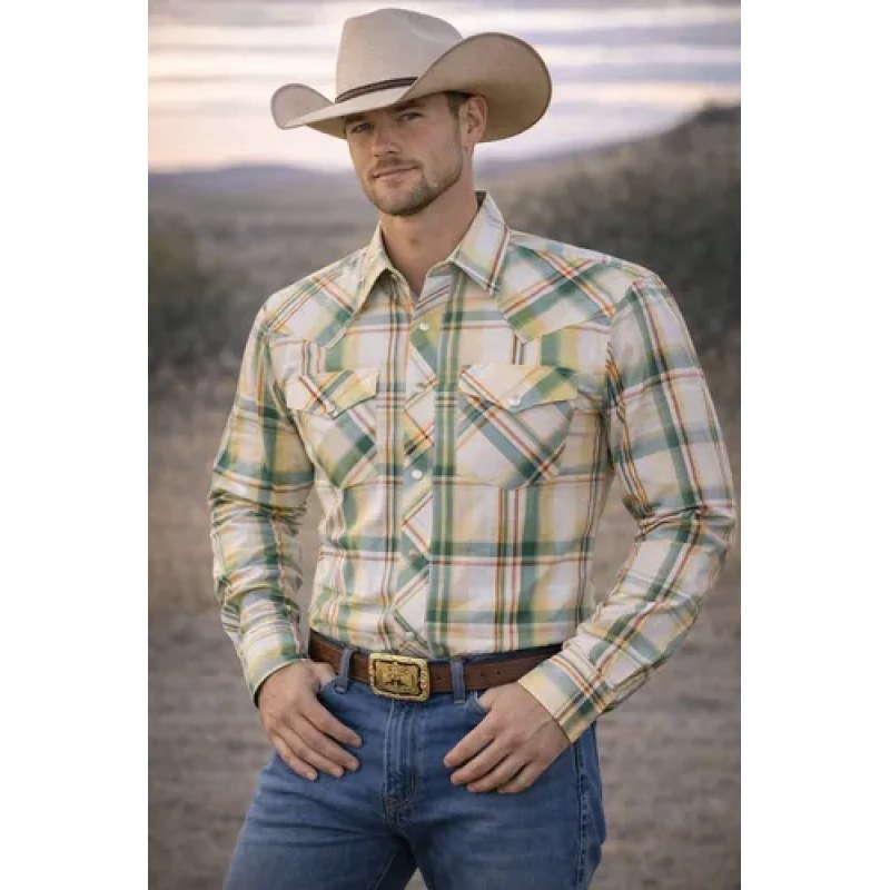 Camisa Mariscal Vaquera Basica Caballero Western Shirt #mlpos_6 | Color: Verde #color_verde #sku_marhvc162