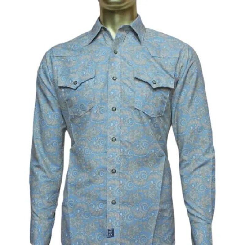 Camisa Vaquera Caballero Rodeo Carte  Manga Larga Cowboy #mlpos_12 | Color: Beige/Azul 8125 #color_beigeazul_8125 #sku_nfw468-beigeazul-8125-classic