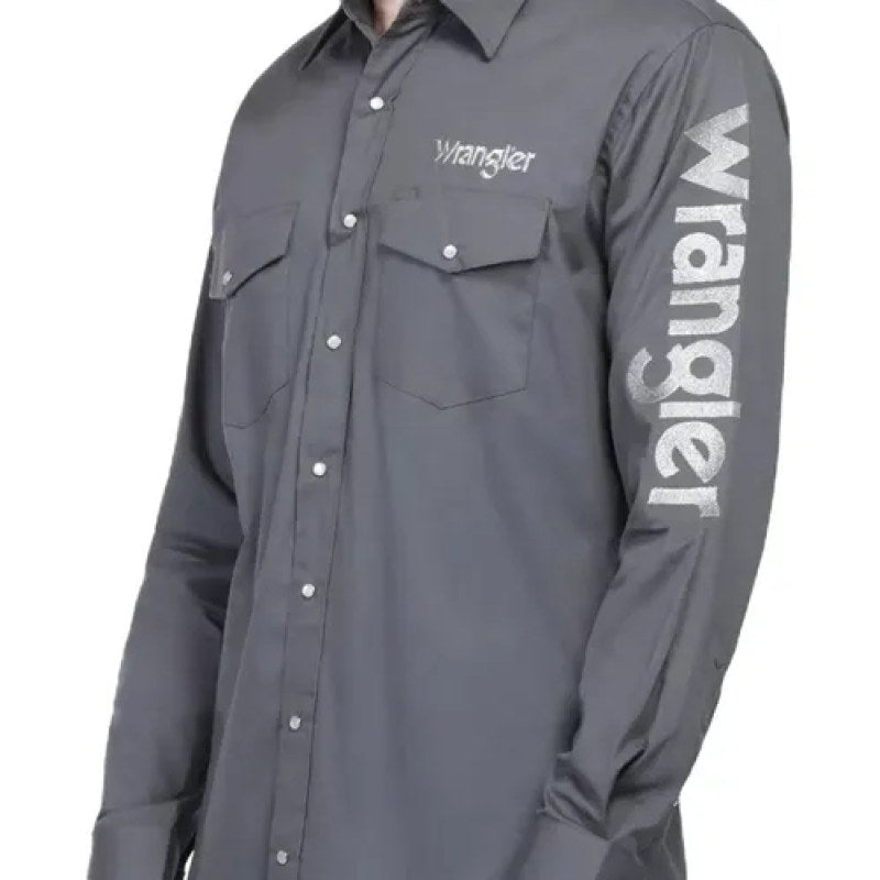 Camisa Vaquera Logos Bordada Basica Wrangler Caballero #mlpos_13 | Color: Oxford #color_oxford #sku_112334002ch #sku_112334002eeg #sku_112334002eg