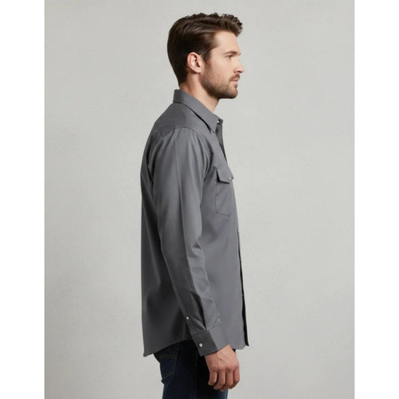 Camisa Vaquera Logos Bordada Basica Wrangler Caballero #mlpos_16 | Color: Oxford #color_oxford #sku_112334002ch #sku_112334002eeg #sku_112334002eg