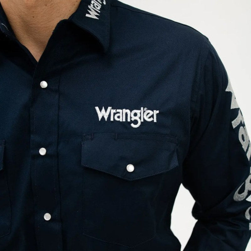Camisa Vaquera Logos Bordada Basica Wrangler Caballero #mlpos_24 | Color: Marino #color_marino #sku_112334001ch #sku_112334001eeg #sku_112334001eg #sku_112334001g #sku_112334001m