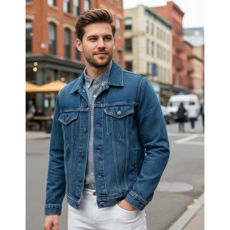 Chamarra  Chaqueta Mezclilla Caballero Levis Original #mlpos_4 | Color: Stone #color_stone | Talla: CH #sku_723340354ch