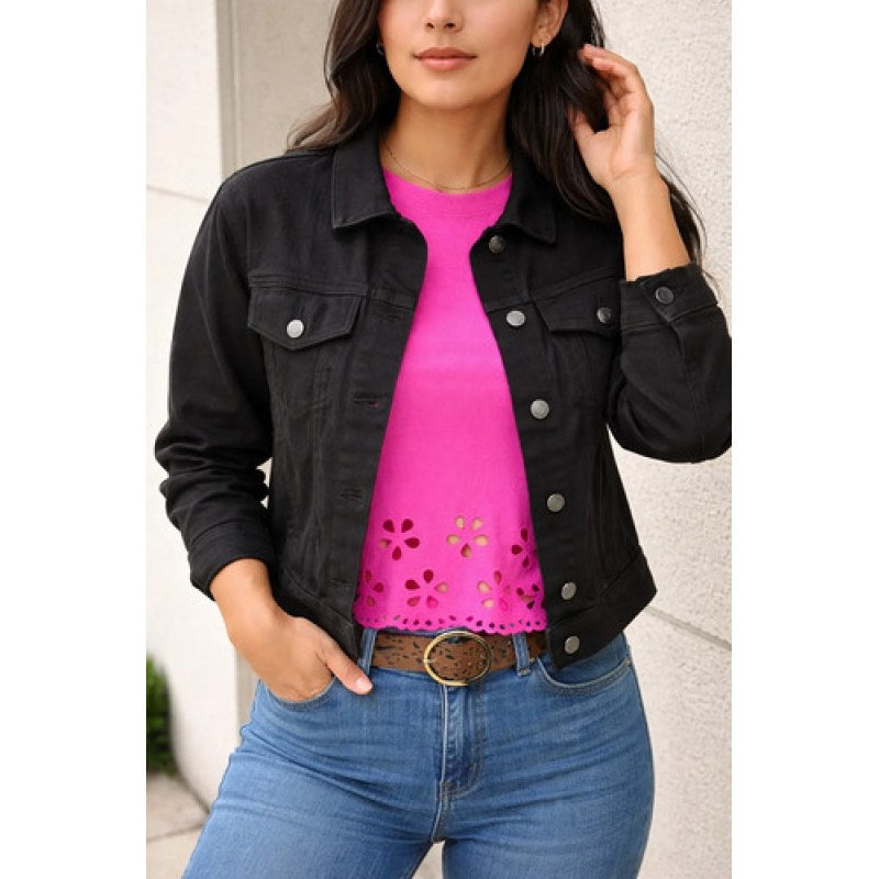 Chamarra Dama Corta Clasica Mezclilla Scandia #mlpos_1 | Color: Negro #color_negro | Talla: CH #sku_chamscanng