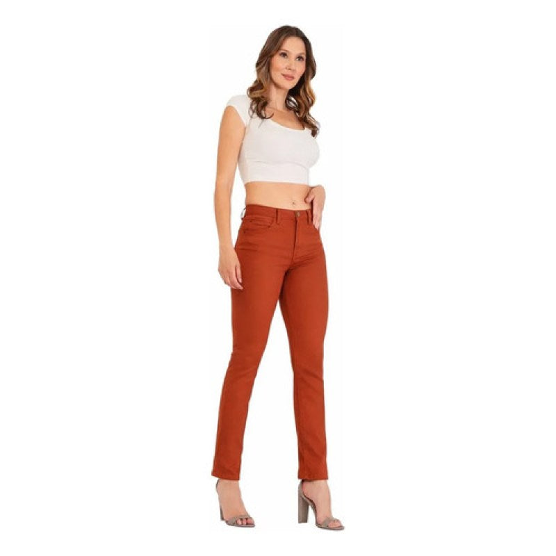 Pantalon Scandia Dama Recto Gabardina Stretch 2967 #mlpos_5 | Color: Naranja #color_naranja | Talla: 7 #sku_mlm1311606097-199174327589