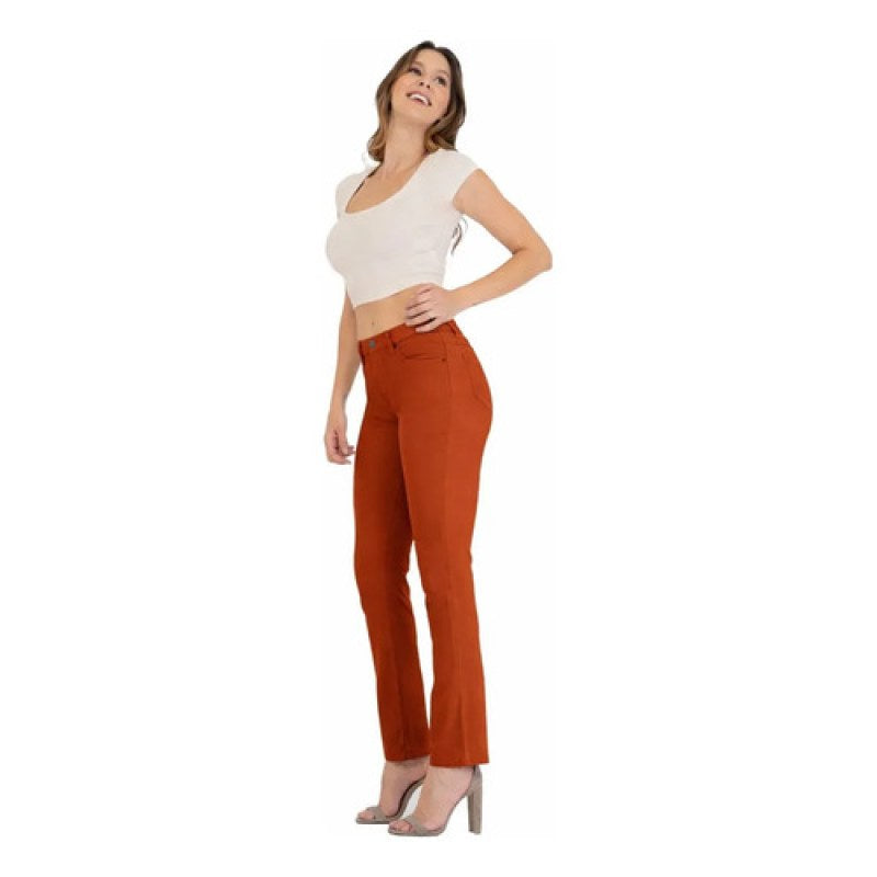 Pantalon Scandia Dama Recto Gabardina Stretch 2967 #mlpos_6 | Color: Naranja #color_naranja | Talla: 7 #sku_mlm1311606097-199174327589