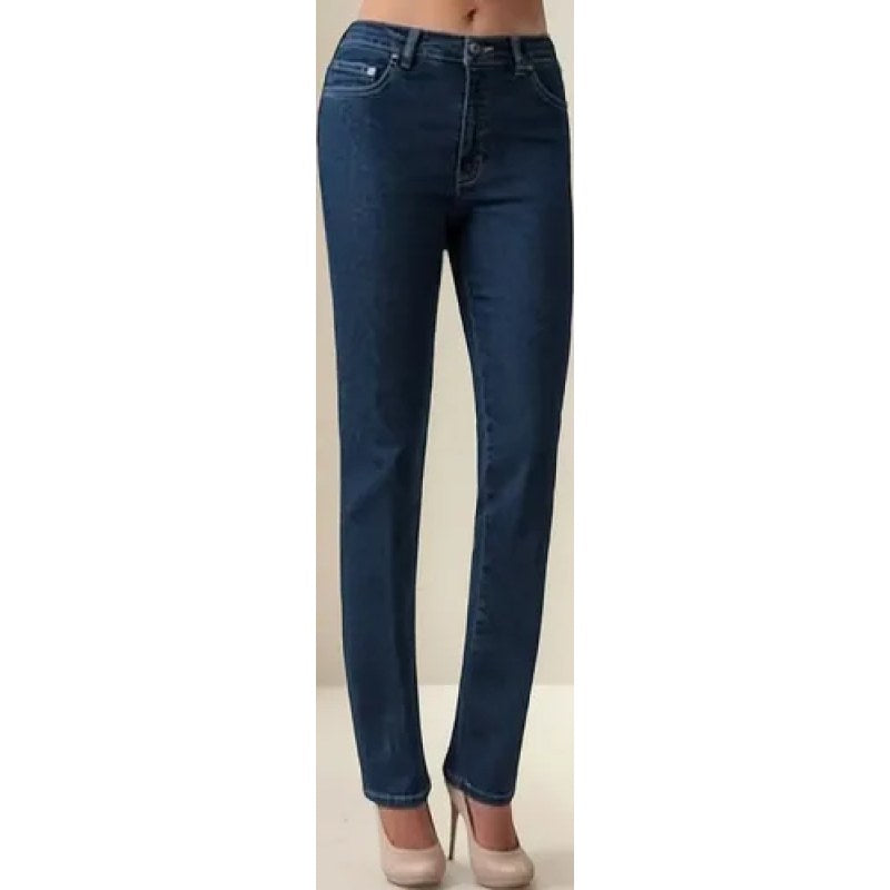 Pantalon Dama Recto Mezclilla Basico Scandia #mlpos_1 | Color: Stone 2442 #color_stone_2442 | Talla: 15 #sku_2442st15