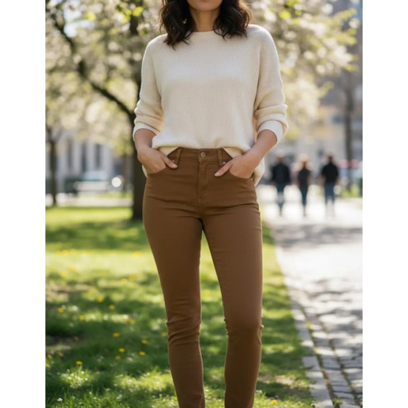 Pantalon Scandia Dama Entubado Gabardina Push Up 2500 #mlpos_8 | Color: Camello #color_camello | Talla: 15 #sku_2500cm15