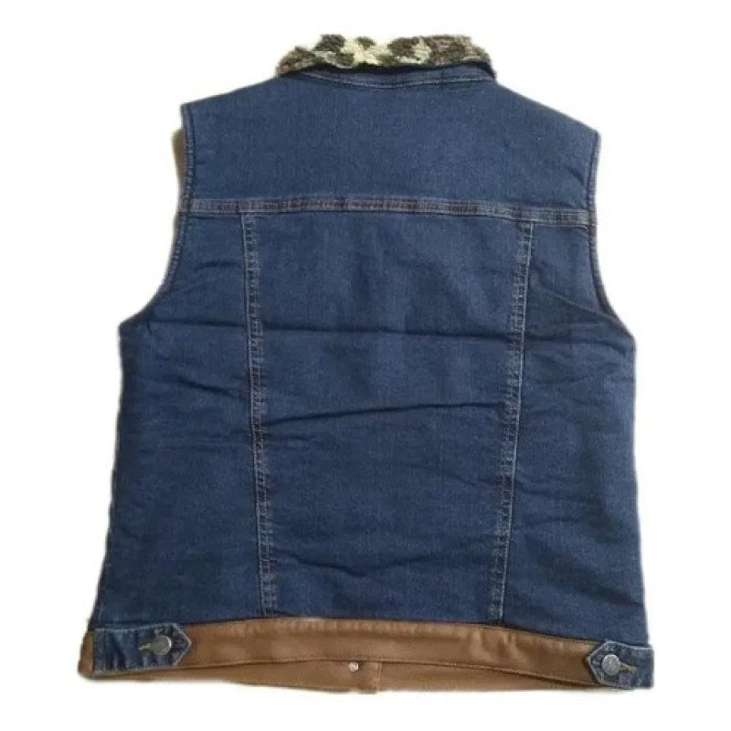 Chaleco Mezclilla Con Borrega De Dama Vaquera Wrangler #mlpos_3 | Color: Stone 1691 #color_stone_1691 #sku_112351691azlch #sku_112351691azlm
