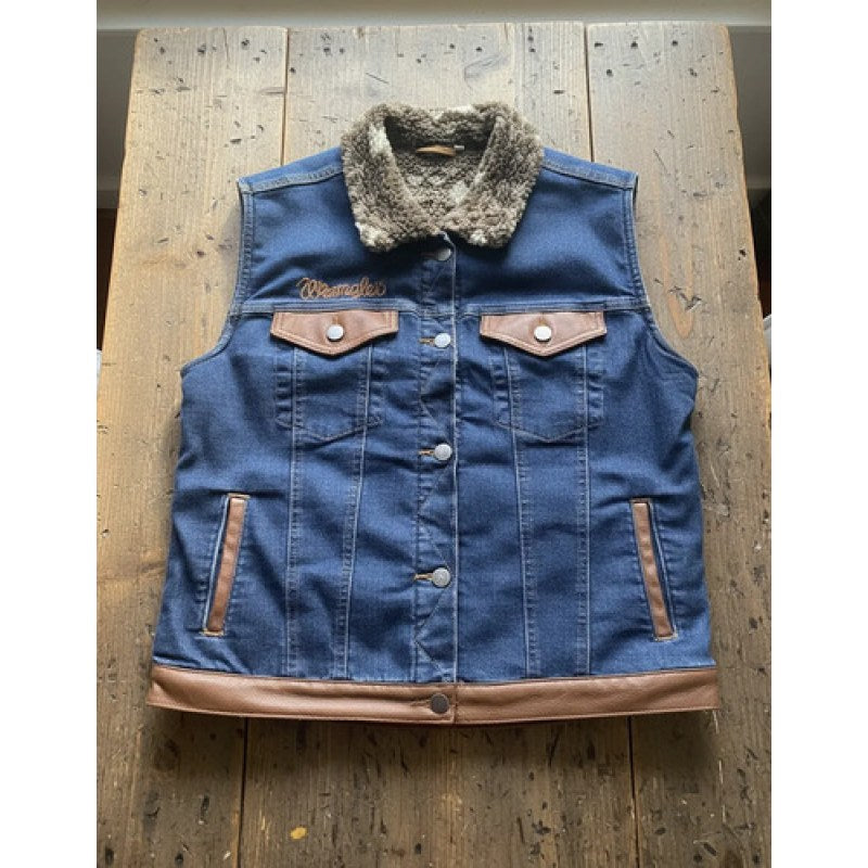Chaleco Mezclilla Con Borrega De Dama Vaquera Wrangler #mlpos_4 | Color: Stone 1691 #color_stone_1691 #sku_112351691azlch #sku_112351691azlm