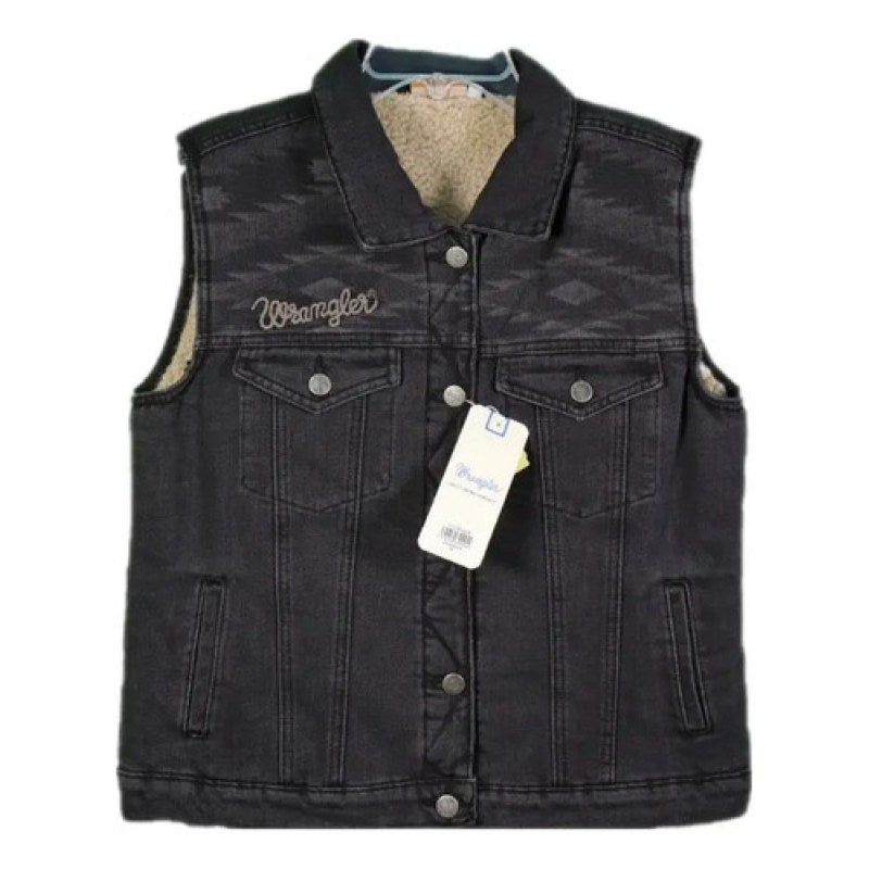 Chaleco Mezclilla Con Borrega De Dama Vaquera Wrangler #mlpos_8 | Color: Negro 112352296 #color_negro_112352296 #sku_112352296azlg #sku_112352296azlm