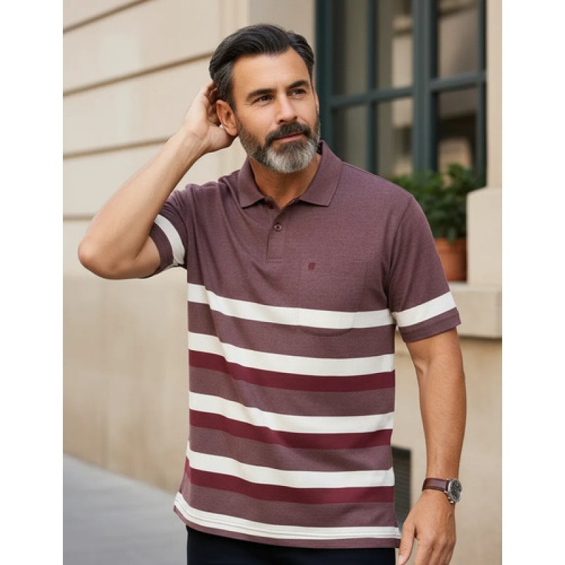 Playera Polo Manchester Hombre Clima Cool #mlpos_100 | Color: Vino 9452-13 #color_vino_9452-13 #sku_nnw262-vino-9452-13-m #sku_nnw262-vino-9452-13-xg