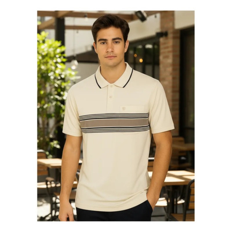 Playera Polo Manchester Hombre Clima Cool #mlpos_109 | Color: Paja 9452-01 #color_paja_9452-01 #sku_945201xg