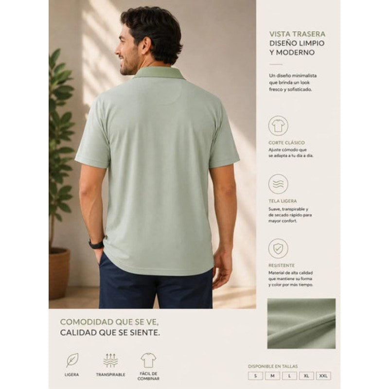Playera Polo Manchester Hombre Clima Cool #mlpos_133 | Color: Menta 9162-07 #color_menta_9162-07 #sku_ma029162m07 #sku_ma029162m07g #sku_ma029162m07xg