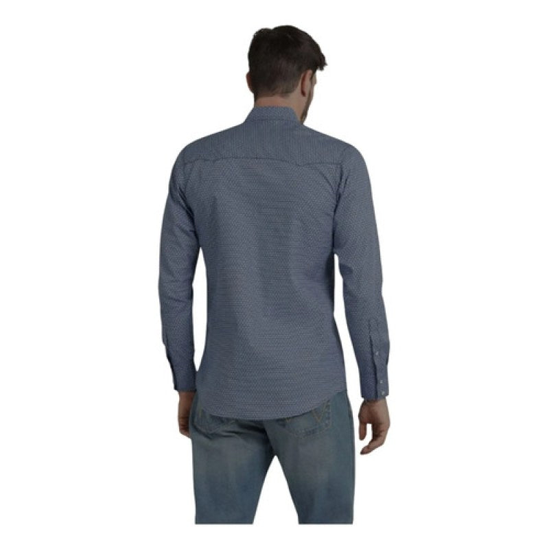 Camisa Vaquera Caballero Wrangler 20x Manga Larga #mlpos_13 | Color: Azul 3575 #color_azul_3575 | Talla: S #sku_mlm1323198622-189276479625