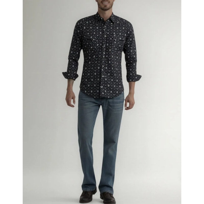 Camisa Vaquera Caballero Wrangler 20x Manga Larga #mlpos_18 | Color: Negro 3567 #color_negro_3567 | Talla: S #sku_mlm1323198622-189276479649