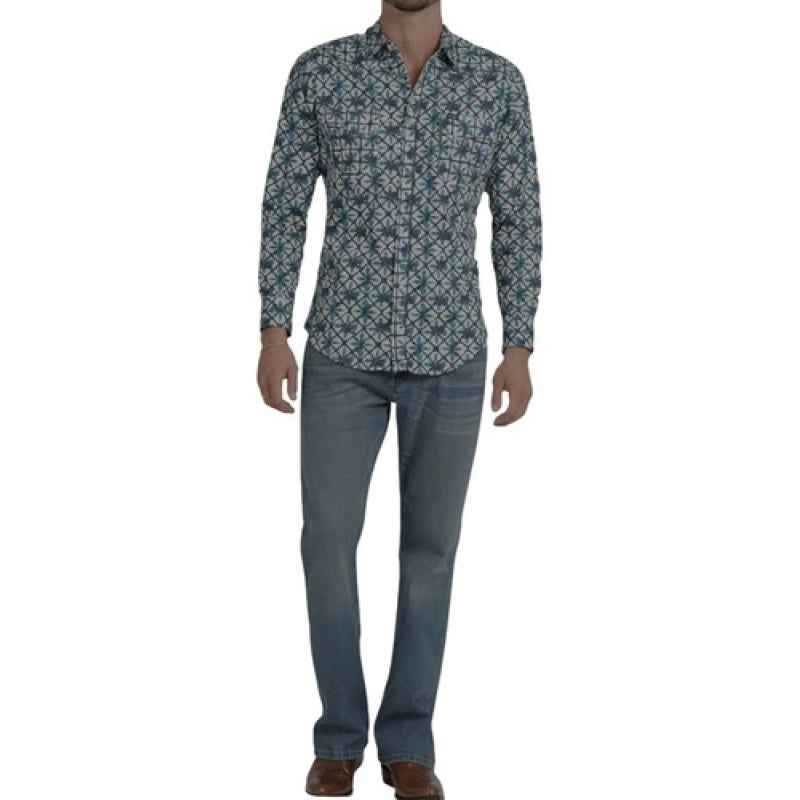 Camisa Vaquera Caballero Wrangler 20x Manga Larga #mlpos_9 | Color: Azul 3566 #color_azul_3566 #sku_mlm1323198622-189276479617 #sku_mlm1323198622-189276479619