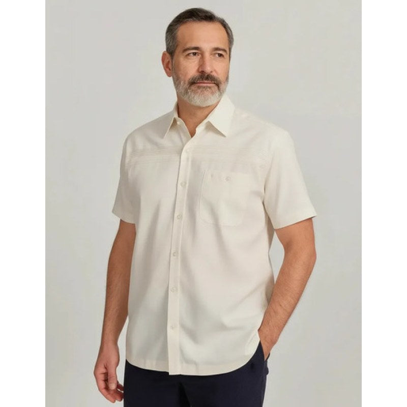 Camisa Chazarilla Yale Classic Fit Manga Corta #mlpos_13 | Color: 3458-65 Beige #color_3458-65_beige | Talla: 2XG #sku_23983458bg2xl