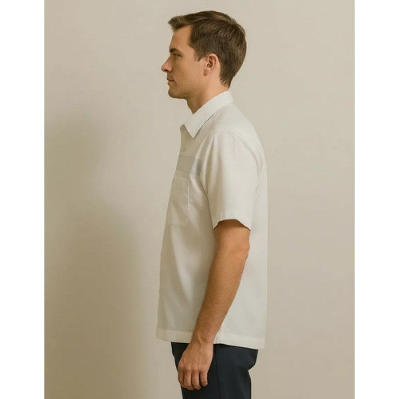 Camisa Chazarilla Yale Classic Fit Manga Corta #mlpos_19 | Color: Blanco/Gris #color_blancogris | Talla: CH #sku_mlm1356875363-190227284677