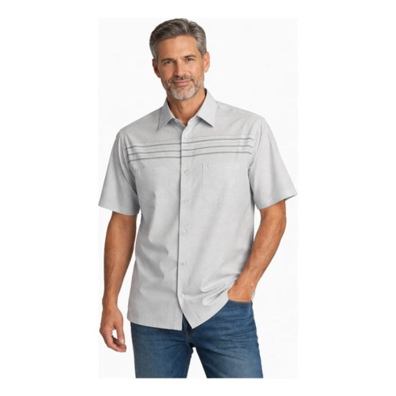 Camisa Chazarilla Yale Classic Fit Manga Corta #mlpos_27 | Color: Gris 7280-03 #color_gris_7280-03 | Talla: G #sku_mlm1356875363-190505073220