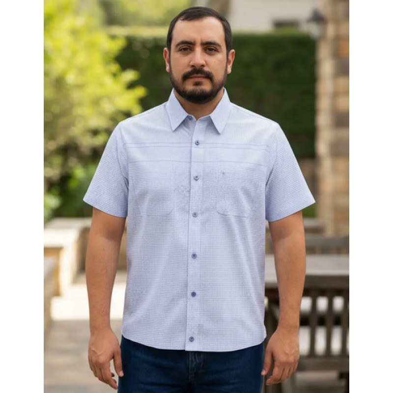 Camisa Chazarilla Yale Classic Fit Manga Corta #mlpos_32 | Color: 4708-11 azul #color_4708-11_azul | Talla: CH #sku_4708cieloch