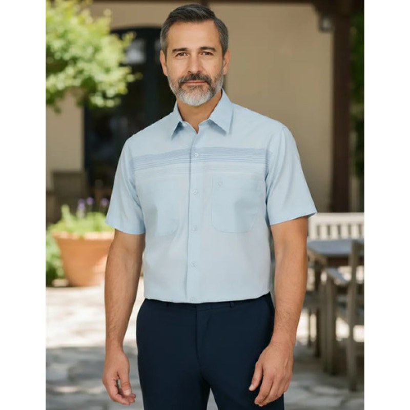 Camisa Chazarilla Yale Classic Fit Manga Corta #mlpos_35 | Color: 4710-11 azul #color_4710-11_azul | Talla: CH #sku_4710azulch