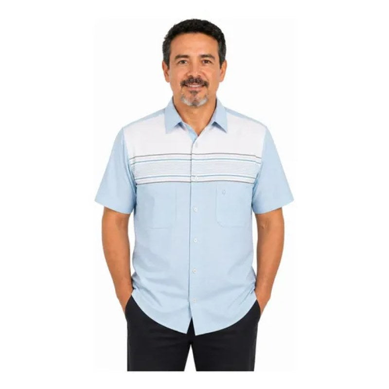 Camisa Chazarilla Yale Classic Fit Manga Corta #mlpos_51 | Color: Azul 7281-11 #color_azul_7281-11 #sku_mlm1356875363-201199442567 #sku_mlm1356875363-201199442569