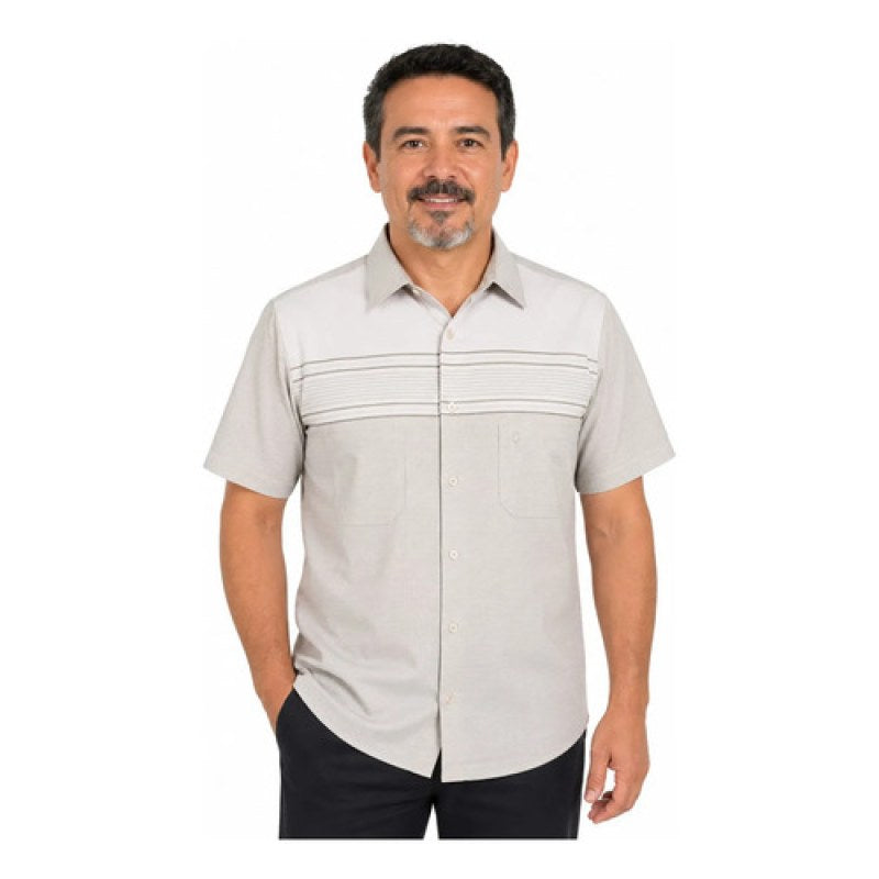 Camisa Chazarilla Yale Classic Fit Manga Corta #mlpos_55 | Color: Gris 7281-65 #color_gris_7281-65 #sku_mlm1356875363-201199442577 #sku_mlm1356875363-201199442579 #sku_mlm1356875363-201199442585