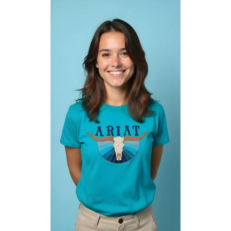 Playera Vaquera Ariat Dama Original #mlpos_5 | Color: Azul #color_azul | Talla: XL #sku_mlm1373790312-174164624520