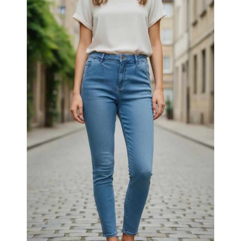 Pantalon Jeans Retro Oggi Mezclilla Con Pinzas Dama Bleach 11 #mlpos_1 #sku_oggretble11