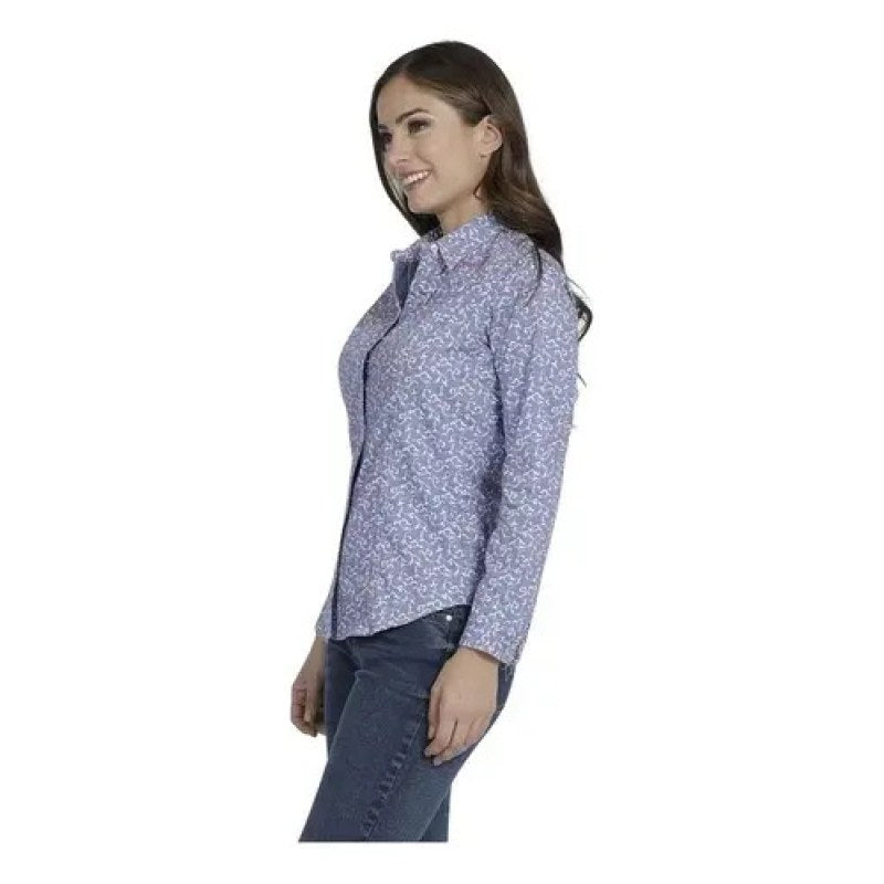 Blusa Vaquera Estampada Wrangler Manga Larga #mlpos_13 | Color: Azul 6011 #color_azul_6011 | Talla: G #sku_112346011azlg