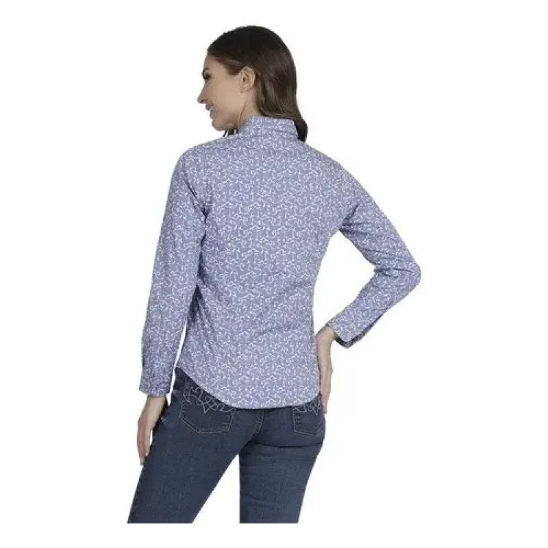 Blusa Vaquera Estampada Wrangler Manga Larga #mlpos_14 | Color: Azul 6011 #color_azul_6011 | Talla: G #sku_112346011azlg