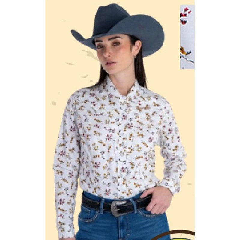 Blusa Vaquera Estampada Wrangler Manga Larga #mlpos_19 | Color: Hueso 1222 #color_hueso_1222 #sku_112381222ch #sku_112381222g #sku_112381222xl