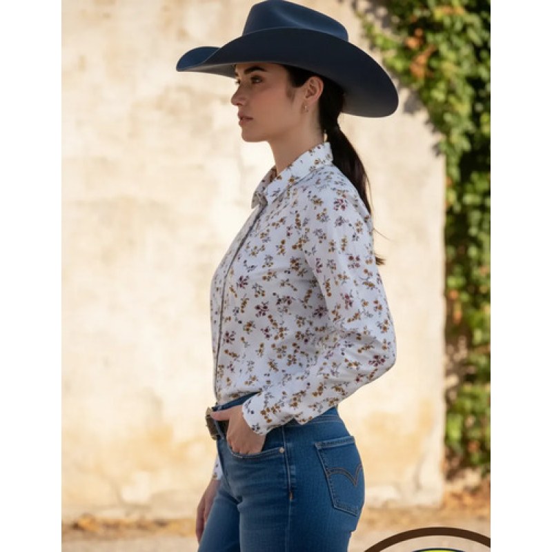 Blusa Vaquera Estampada Wrangler Manga Larga #mlpos_20 | Color: Hueso 1222 #color_hueso_1222 #sku_112381222ch #sku_112381222g #sku_112381222xl