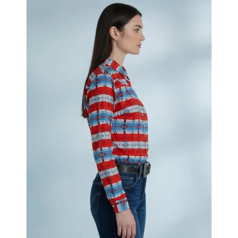 Blusa Vaquera Estampada Wrangler Manga Larga #mlpos_3 | Color: Rojo 1402 #color_rojo_1402 #sku_112381402g #sku_112381402m #sku_112381402xl #sku_112381402xxl #sku_ch112381402ch